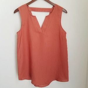 NWT Harve Benard Summer Cutout Linen Tunic Tank Top New Small Orange